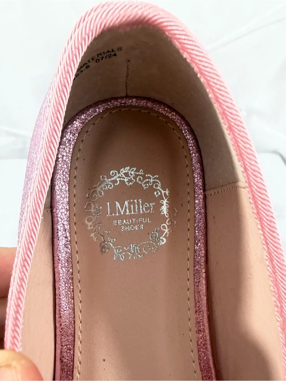 NWT Nicole Miller Youth Size 3 Metallic Pink Ballet Flats with Rhinestone Bow